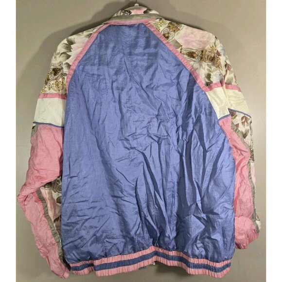 Vtg 80s Bolo Spirit Floral Purple Colorblock Nylon Full Zip Track Jacket Sz XL - Picture 6 of 13